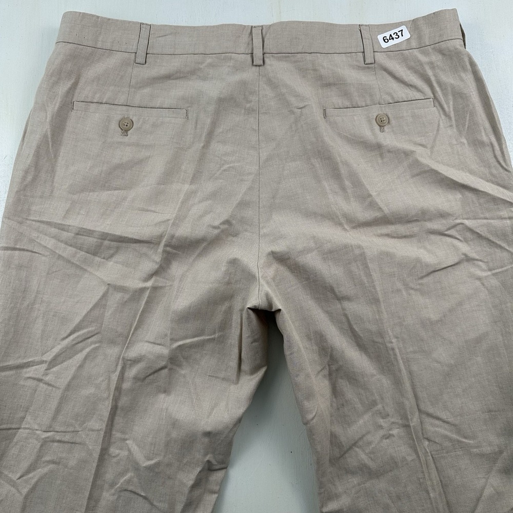 Cubavera Men's Linen Cotton Herringbone Pants Sz 40x29 Beige Flat Front Straight